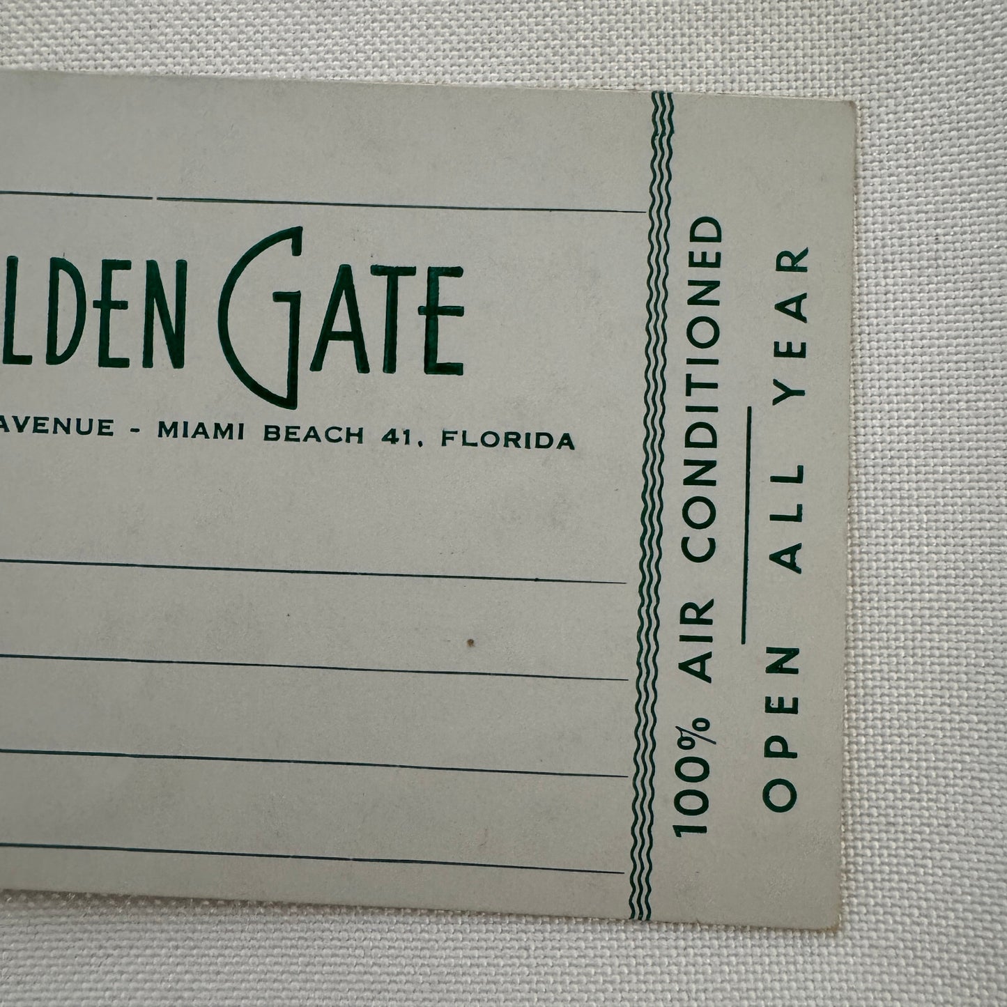 Vintage Hotel Travel Luggage Tag Label The Golden Gate Hotel Miami Beach Florida