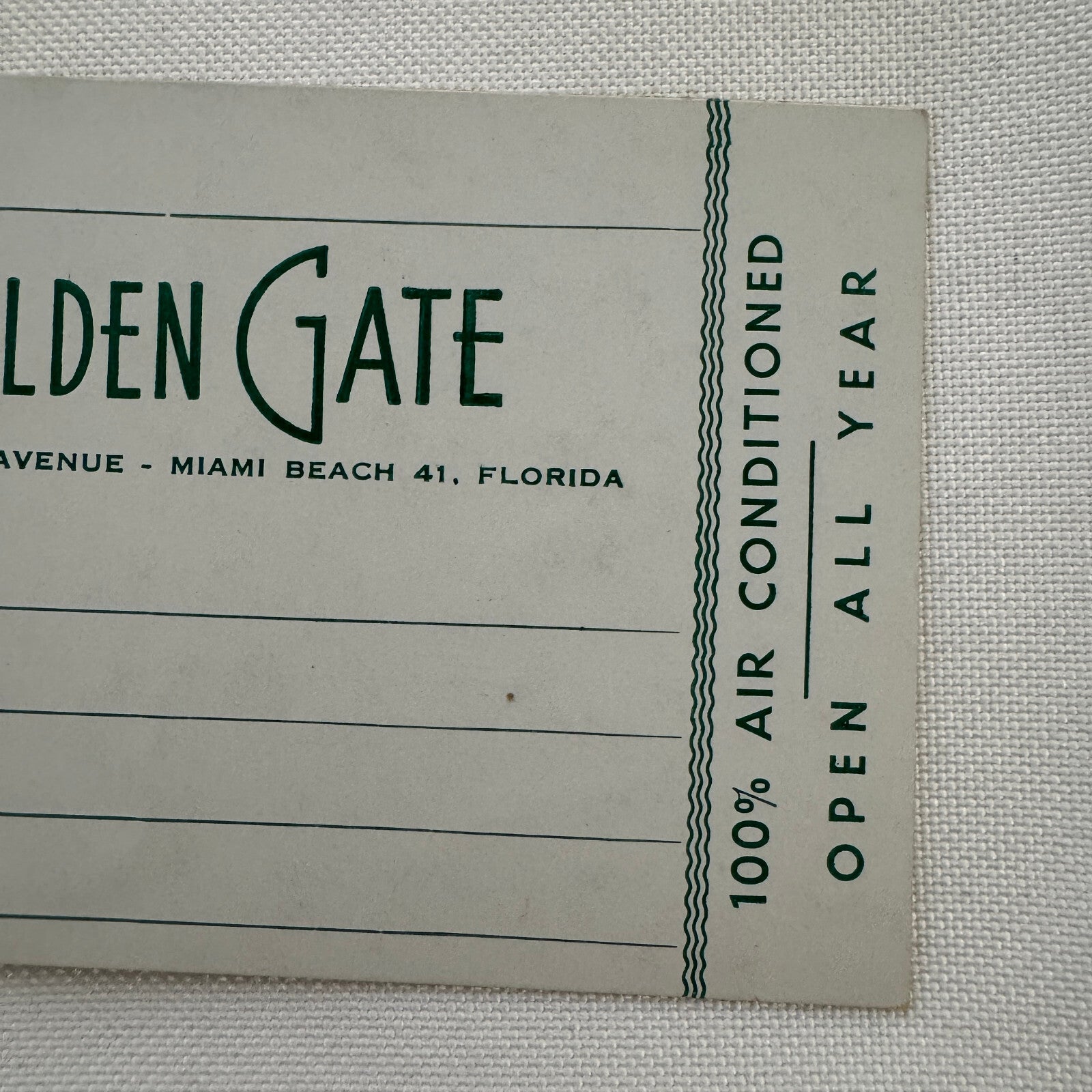 Vintage Hotel Travel Luggage Tag Label The Golden Gate Hotel Miami Beach Florida