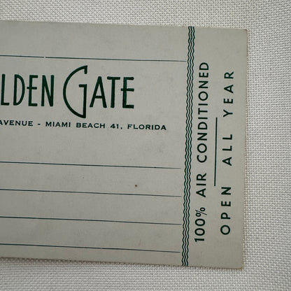 Vintage Hotel Travel Luggage Tag Label The Golden Gate Hotel Miami Beach Florida
