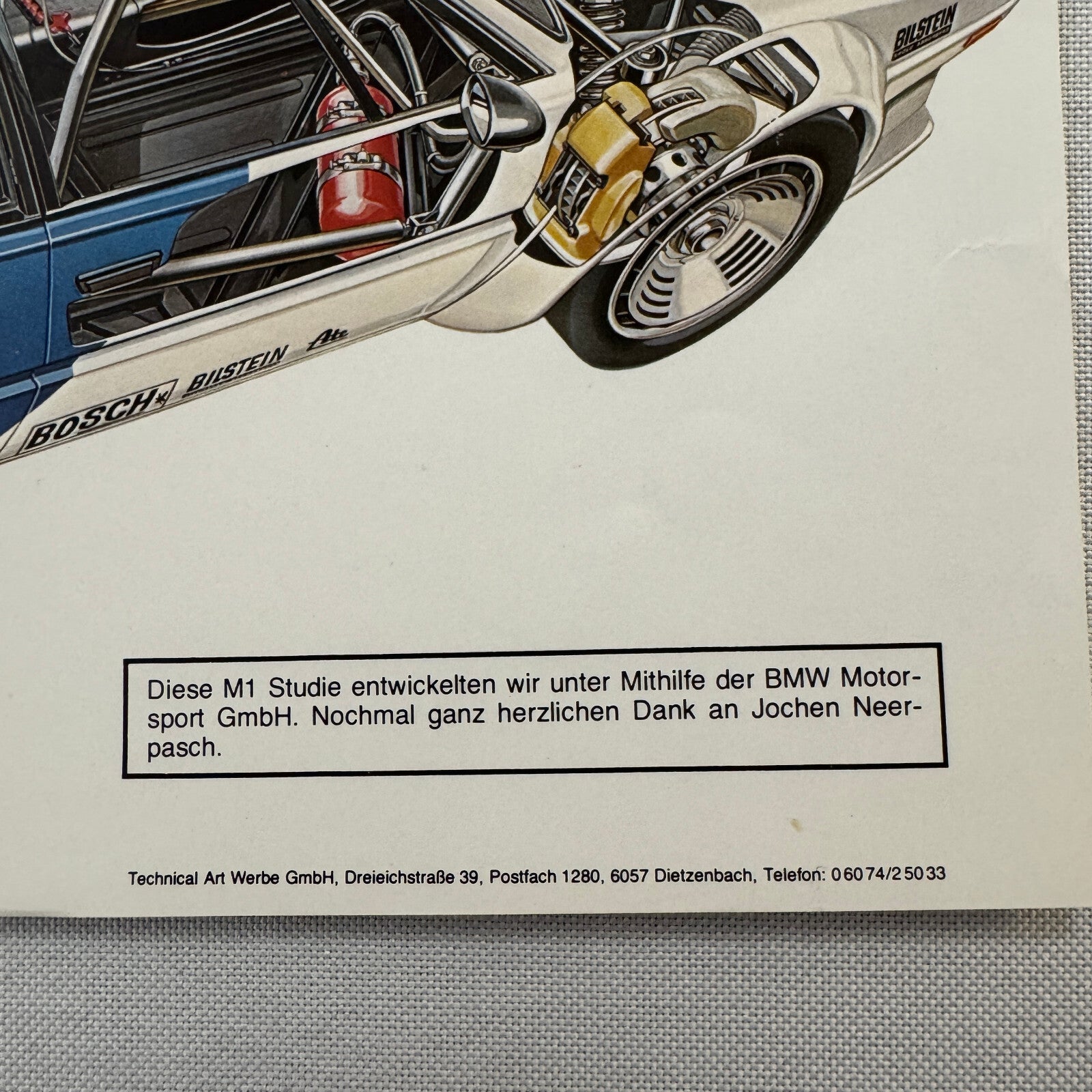 BMW M1 Racing Car Cutaway Illustration Mini Poster