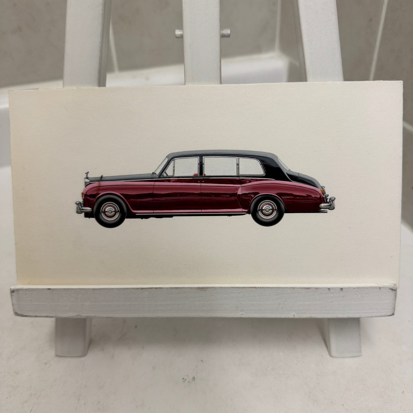 1963 Rolls Royce Phantom V Car Illustration Art Drawing Vintage Miniature