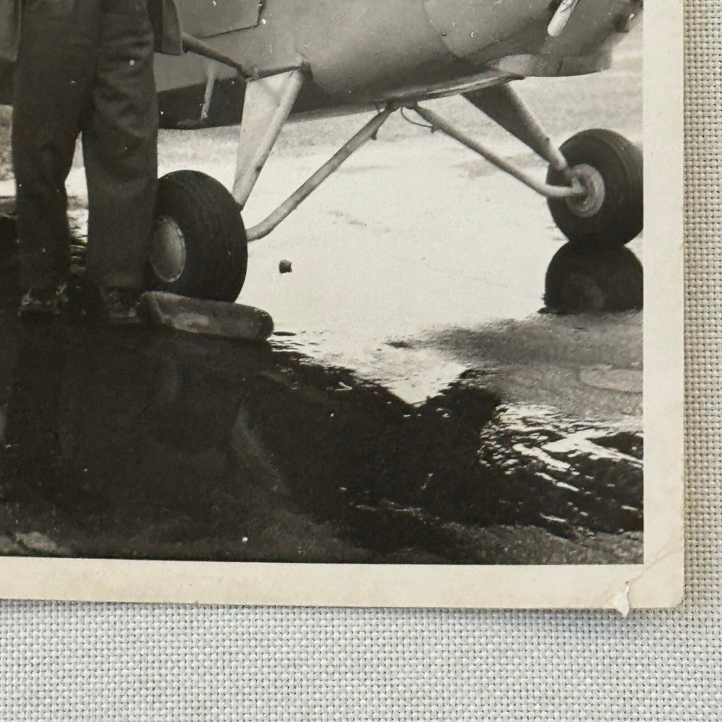 Man with Vintage Airplane Aircraft Plane Photo Photograph Snapshot