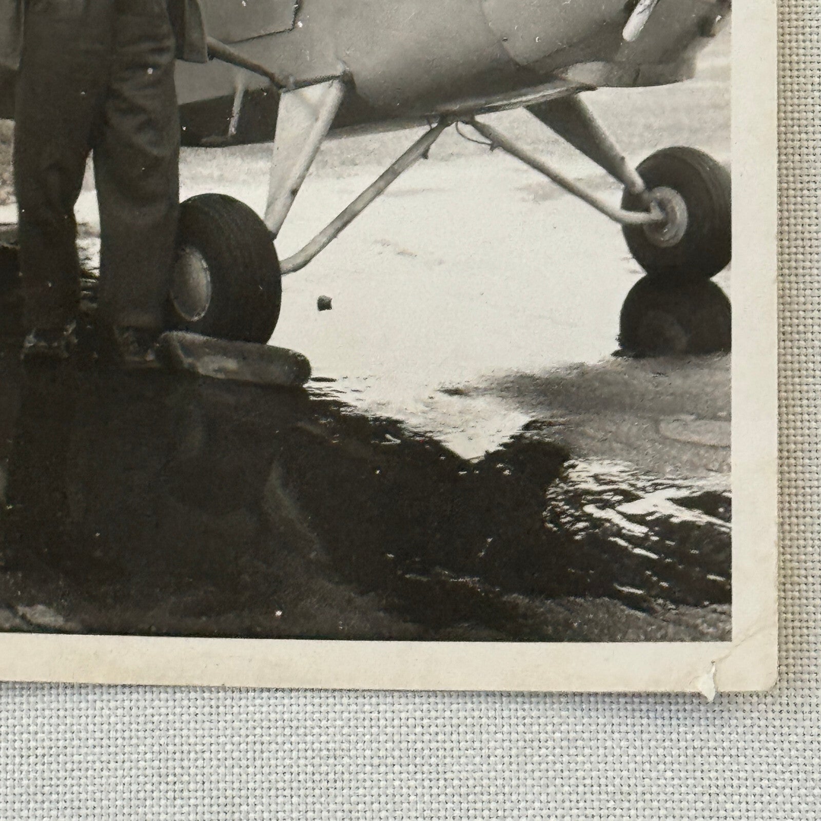 Man with Vintage Airplane Aircraft Plane Photo Photograph Snapshot