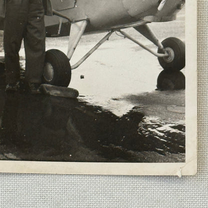 Man with Vintage Airplane Aircraft Plane Photo Photograph Snapshot