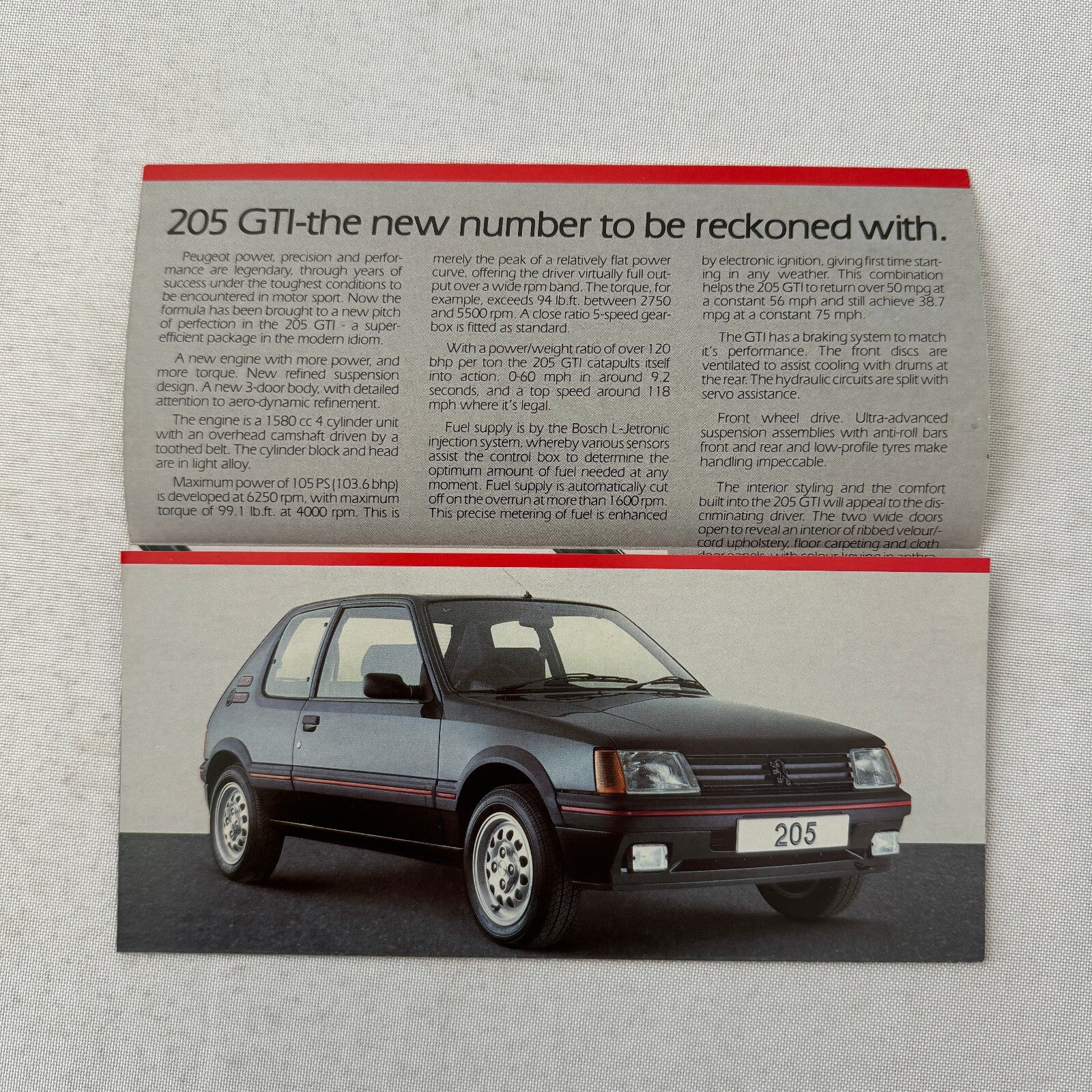 Peugeot 205 GTI Car Sales Brochure Catalog Hot Hatch 1984 UK