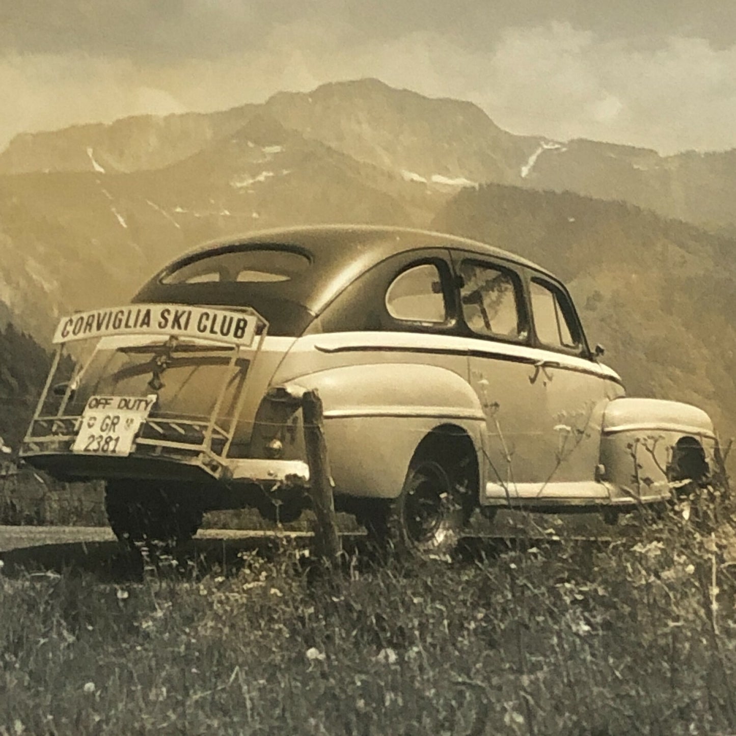 1947 Ford Corviglia Ski Club Car Photo Photograph Print Lot of 2 