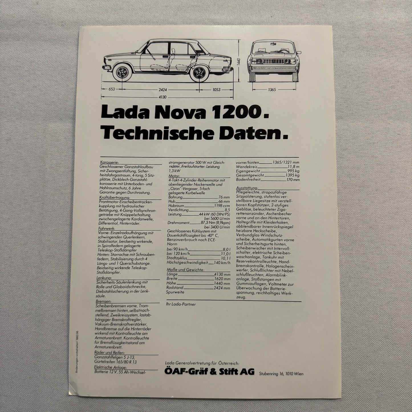 Lada Nova 1200 Car Sales Brochure Catalog Advertising Vintage German Text