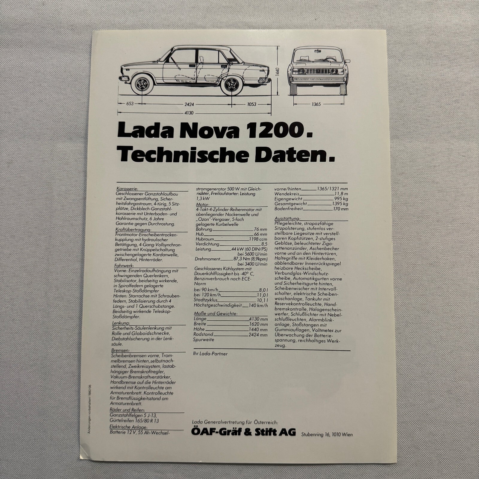 Lada Nova 1200 Car Sales Brochure Catalog Advertising Vintage German Text