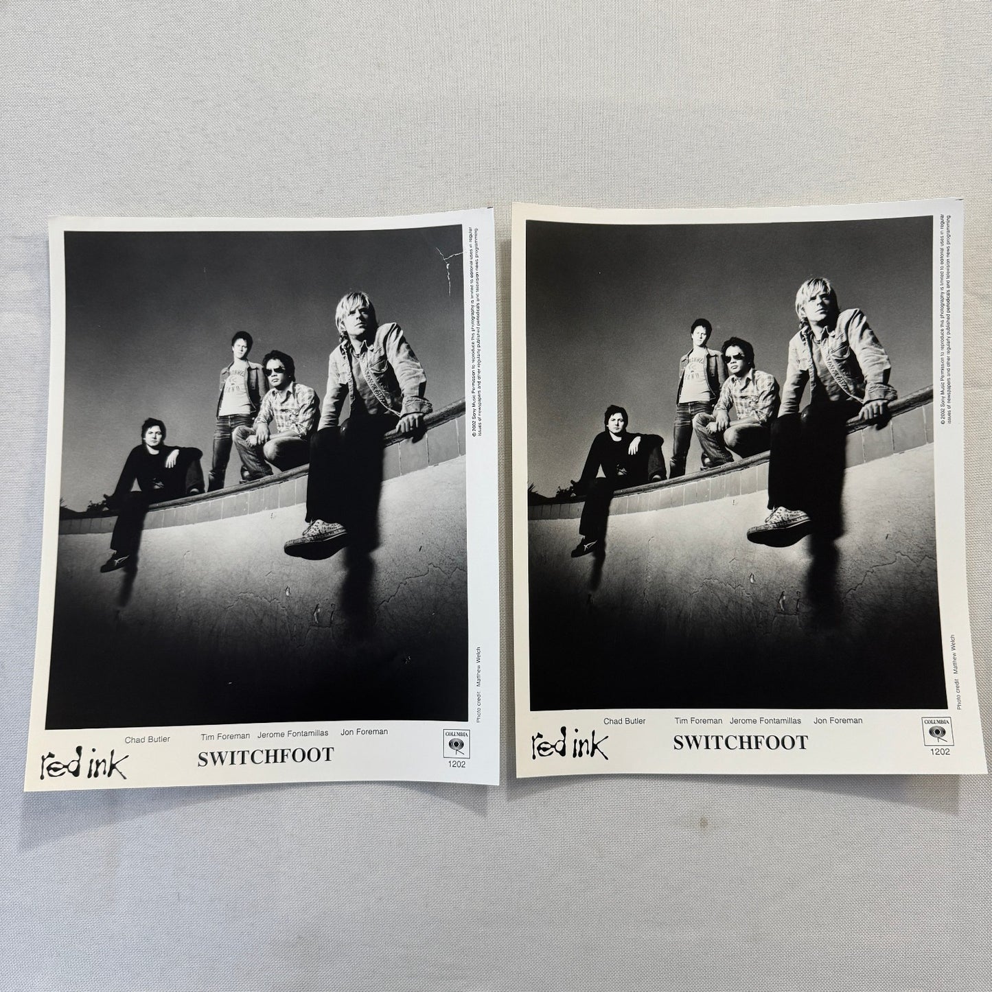Switchfoot Music Publicity Press Photo Photograph Lot 2x Chad Butler Tim Foreman