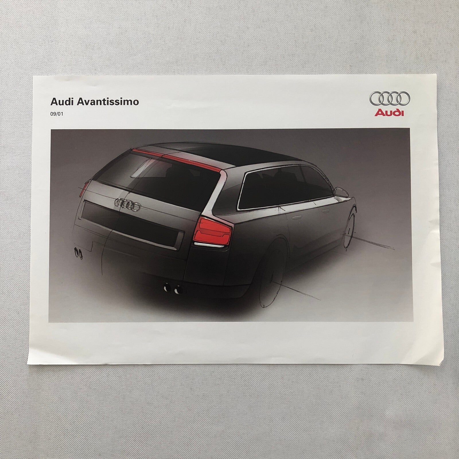 Audi Avantissimo Concept Car Station Wagon Press Kit Photo and Sketch Print Lot