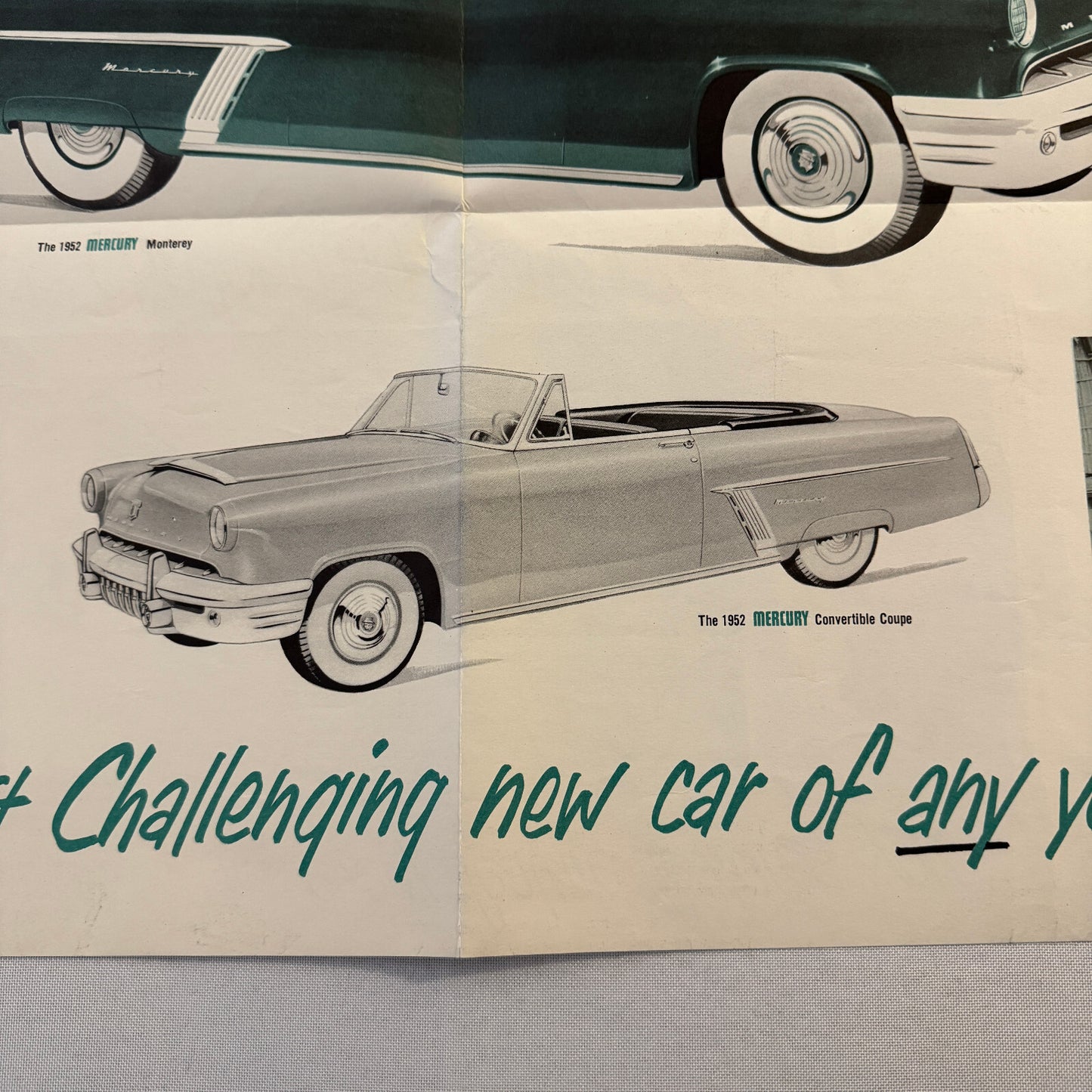 1952 Mercury Car Sales Brochure Catalog Mercury Monterey Convertible Coupe