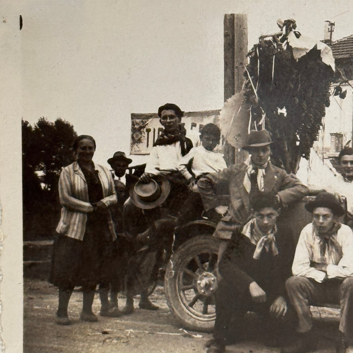 Vintage Photograph Photo Antique People with Early Automobile Car