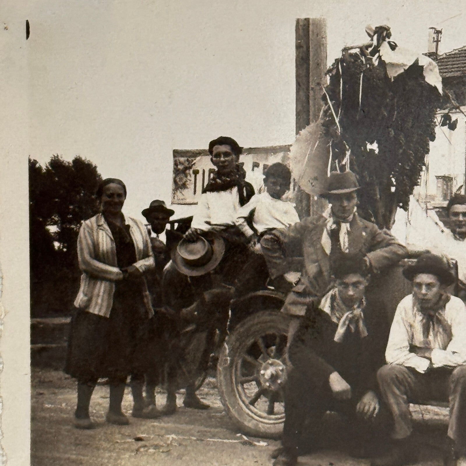 Vintage Photograph Photo Antique People with Early Automobile Car