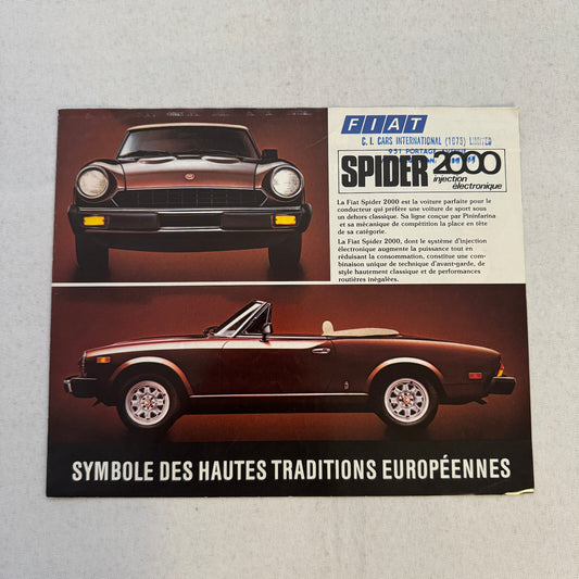 Fiat Spider 2000 Car Sales Brochure Catalog Advertising FRENCH Canadian