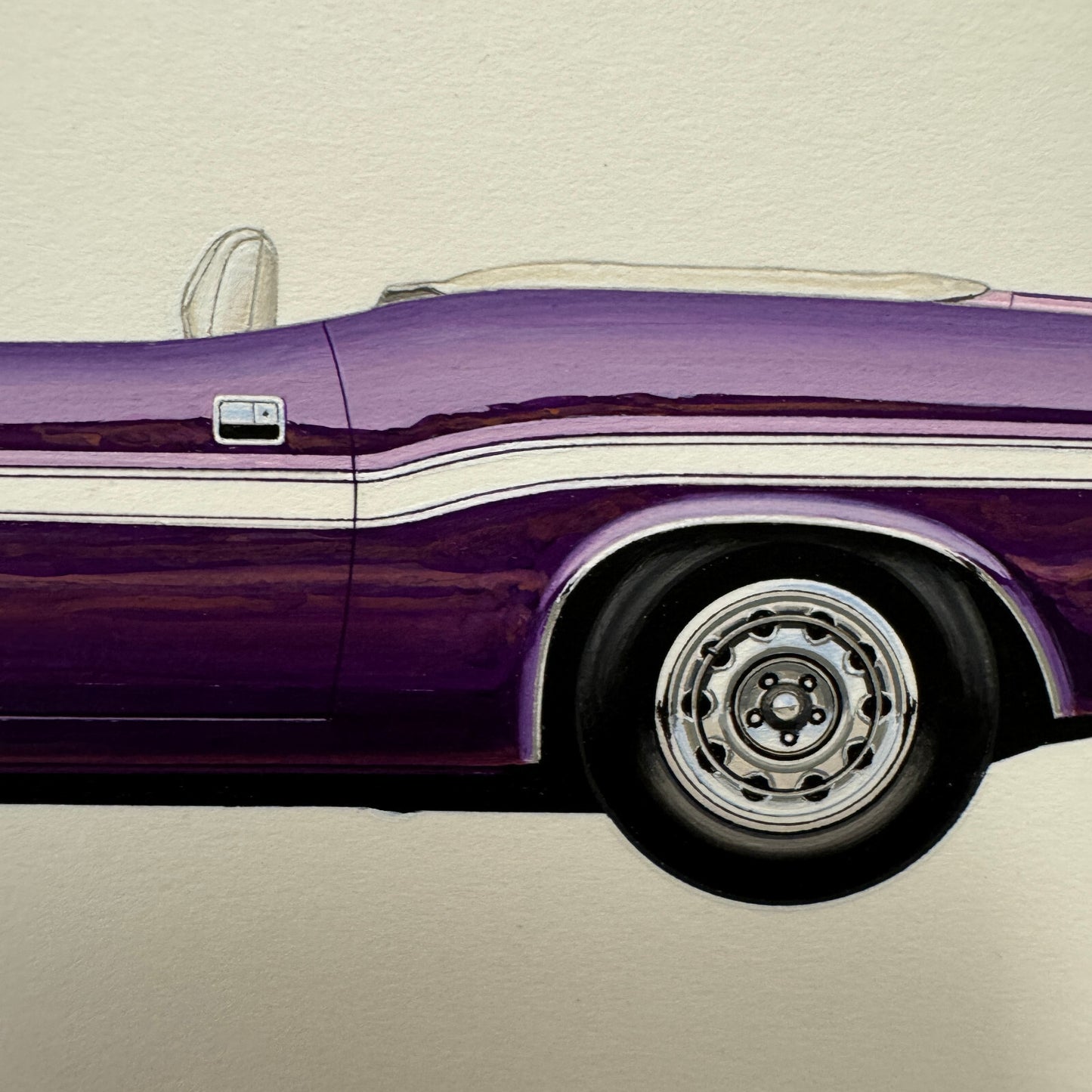 1970 Dodge Challenger Hemi Convertible Muscle Car Illustration Art Drawing