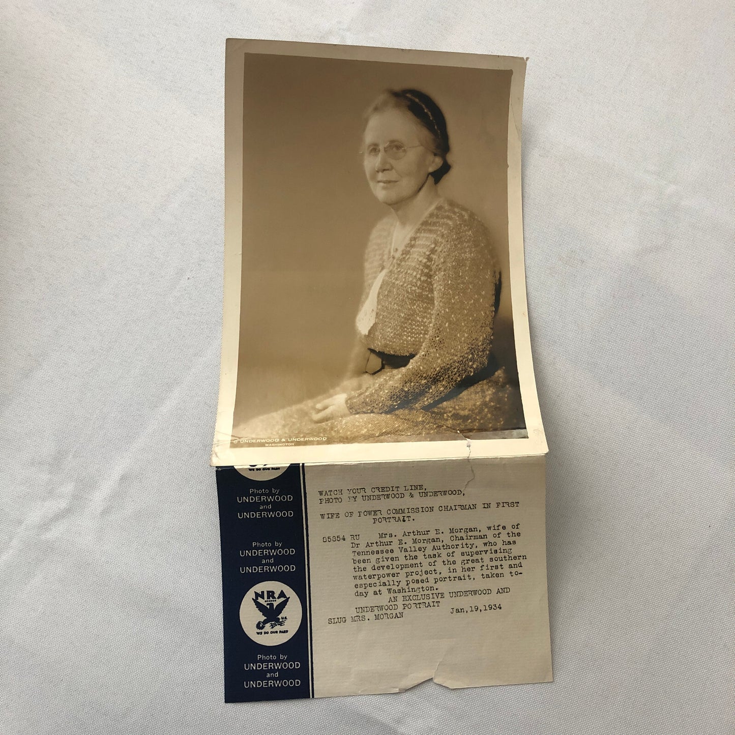 Press Photo Photograph Society Woman Wife Chairman Tennessee Valley 1934