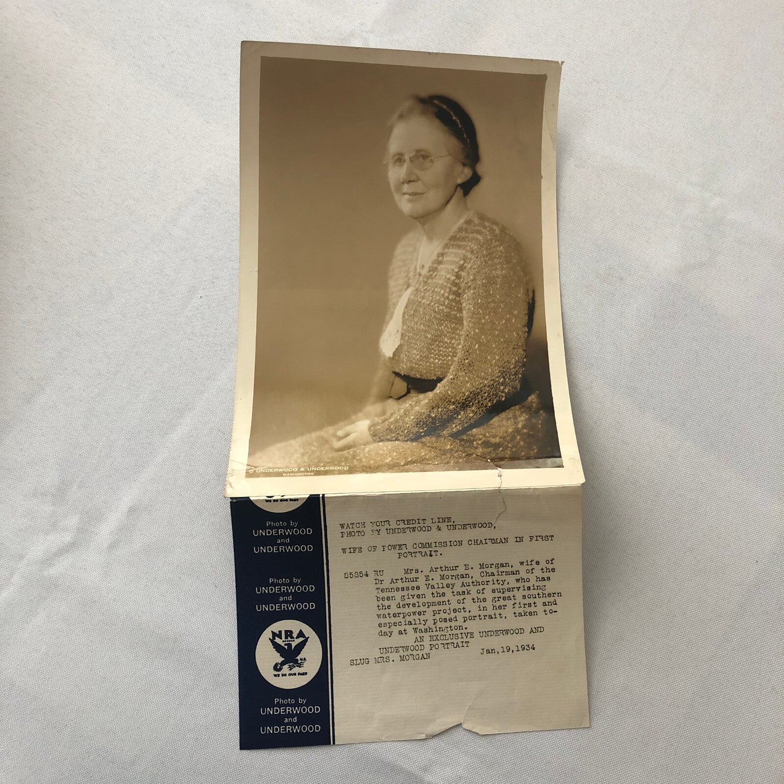 Press Photo Photograph Society Woman Wife Chairman Tennessee Valley 1934