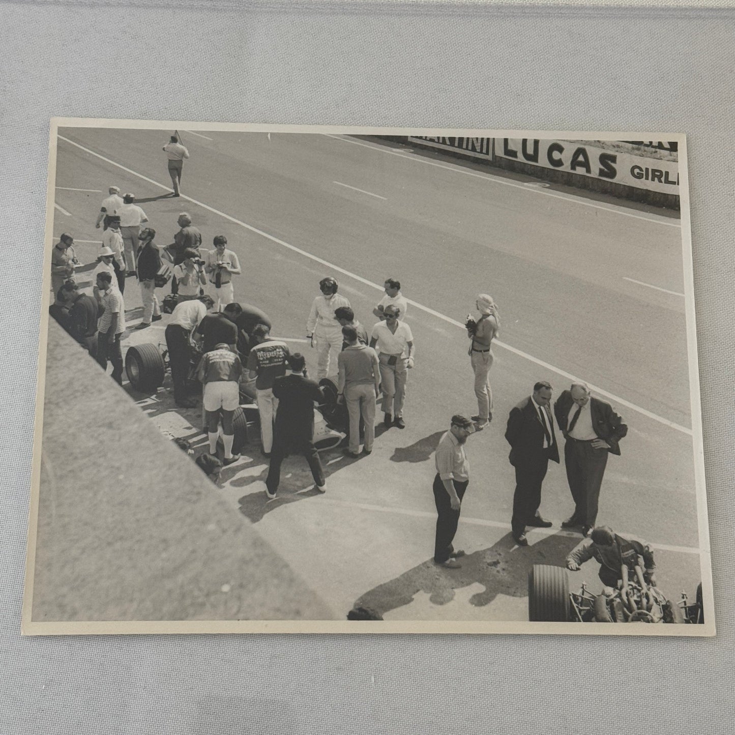 Vintage Lotus Racing Photo 1967 French Grand Prix Graham Hill Colin Chapman