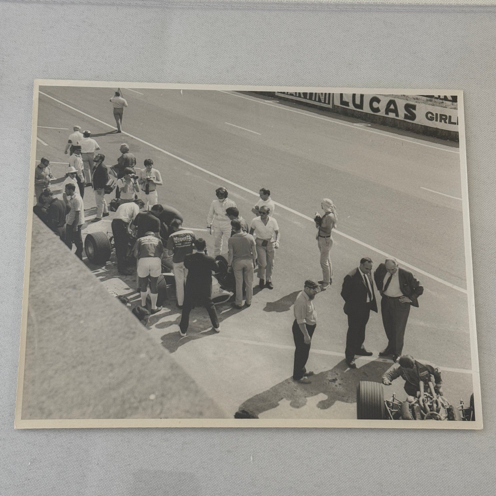 Vintage Lotus Racing Photo 1967 French Grand Prix Graham Hill Colin Chapman