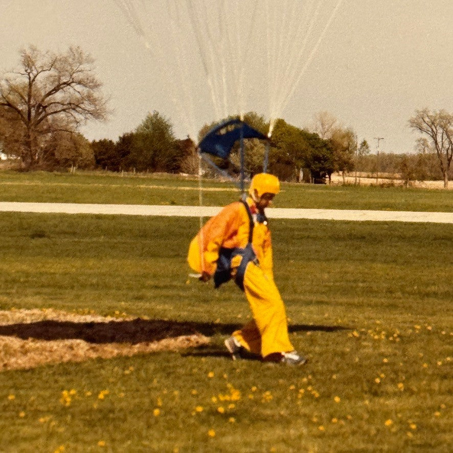 Vintage Skydiving Parachute Photo Large Format Aviation Photograph 1970s-80s