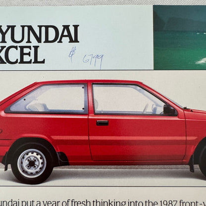 1987 Hyundai Excel Car Sales Sheet Brochure Canadian Market Vintage