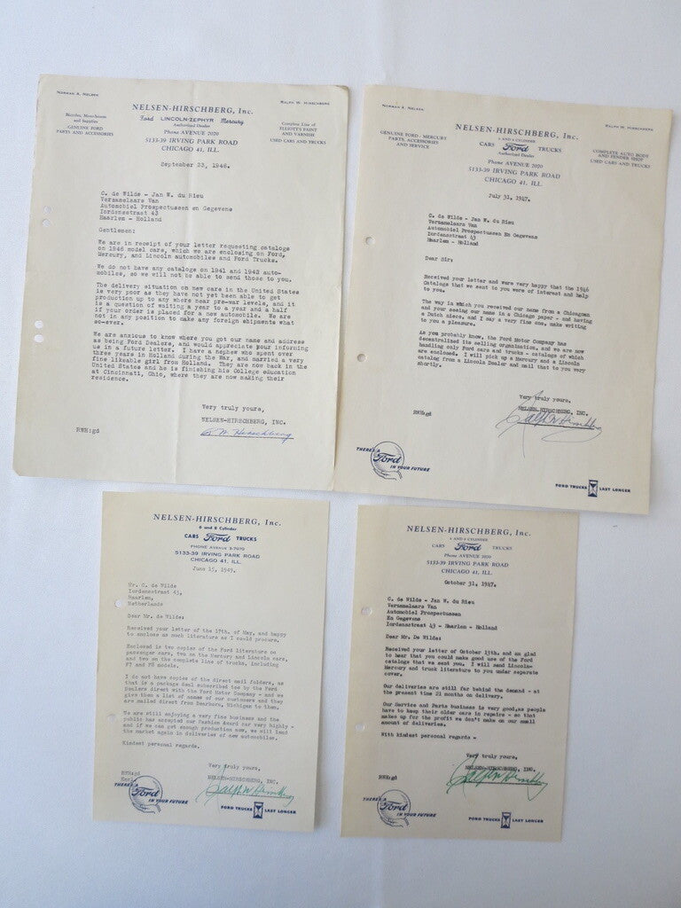 1946 - 1949 Nelsen - Hirschberg Ford Car & Truck Dealer Letter Letterhead Lot 4x