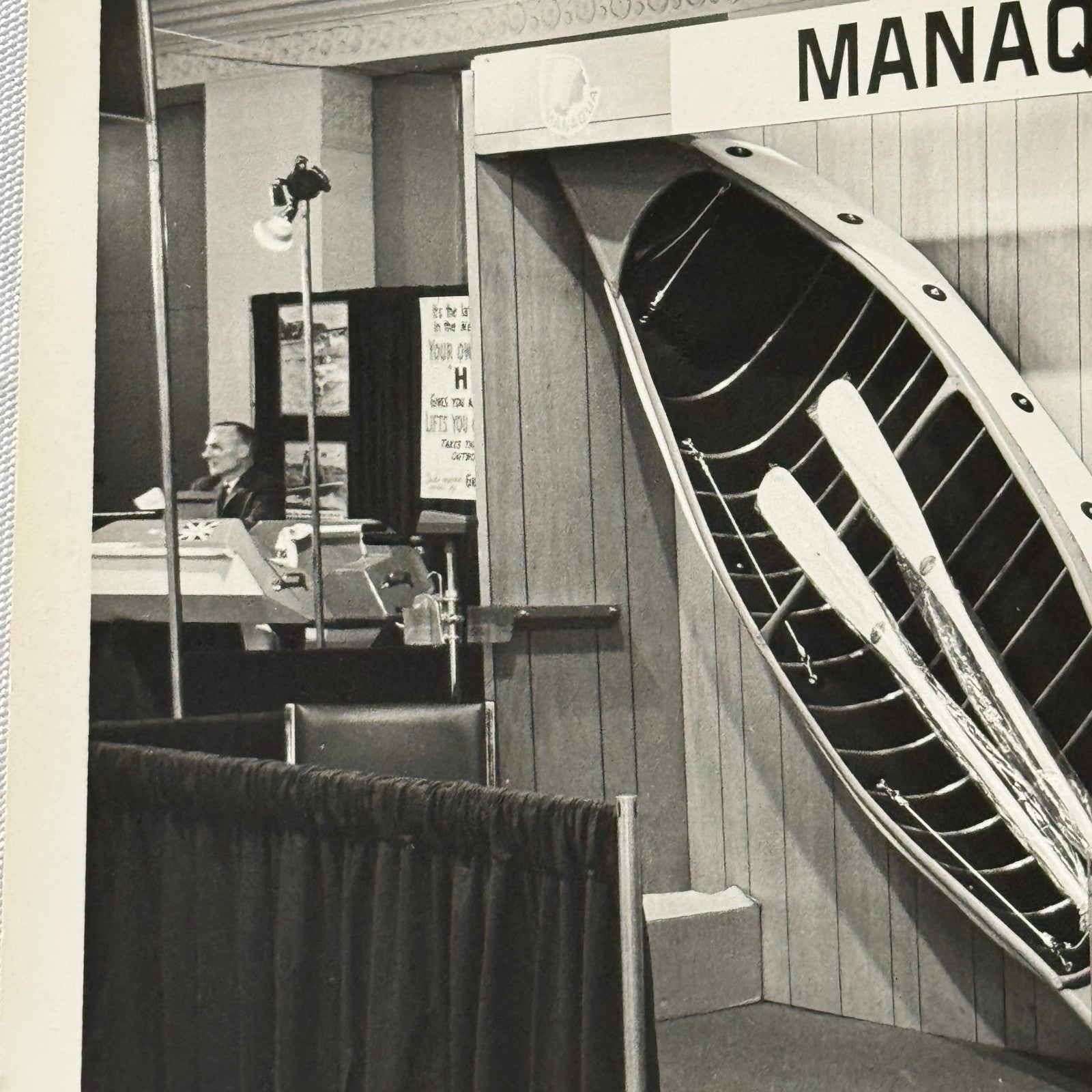 Vintage Manaqua Canoe Boat Advertising Photo Tradeshow Display