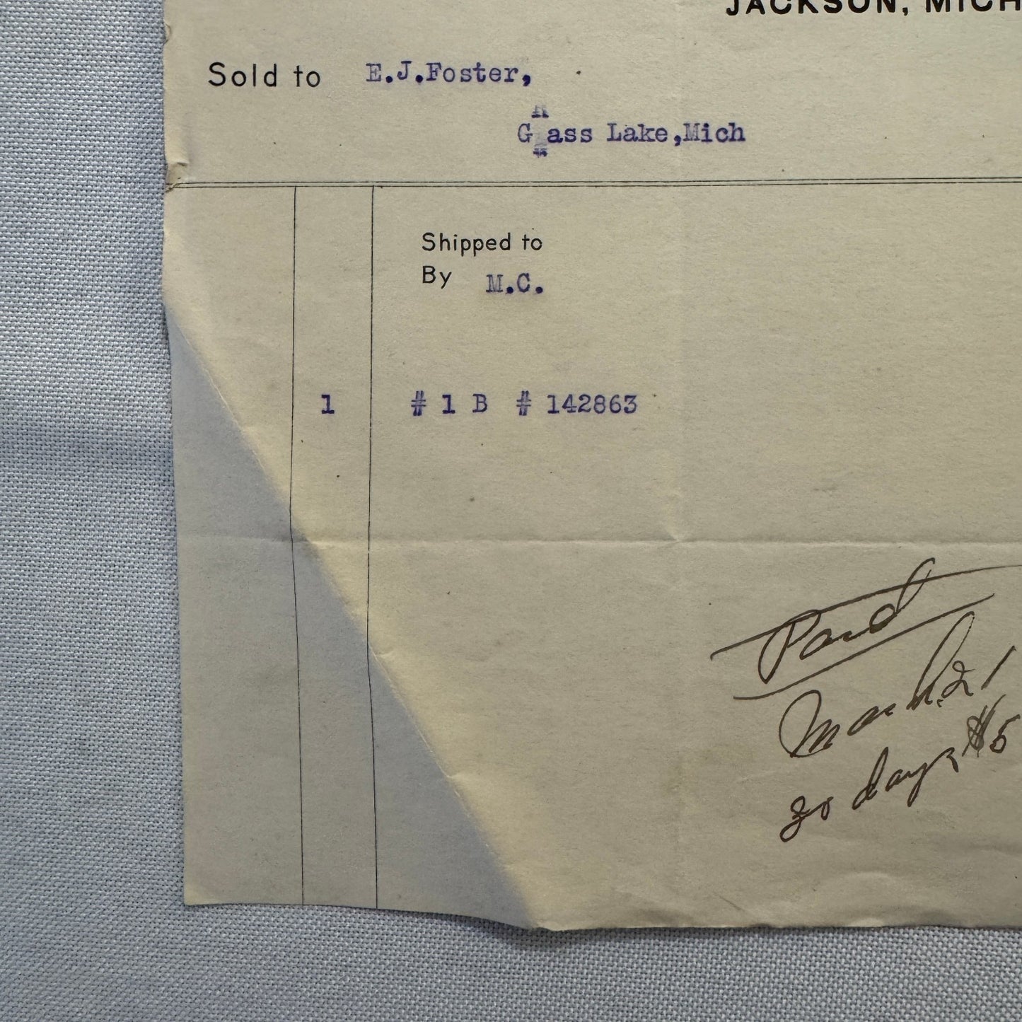 1908 Empire Cream Separator Company Document Invoice Letterhead Bloomfield NJ