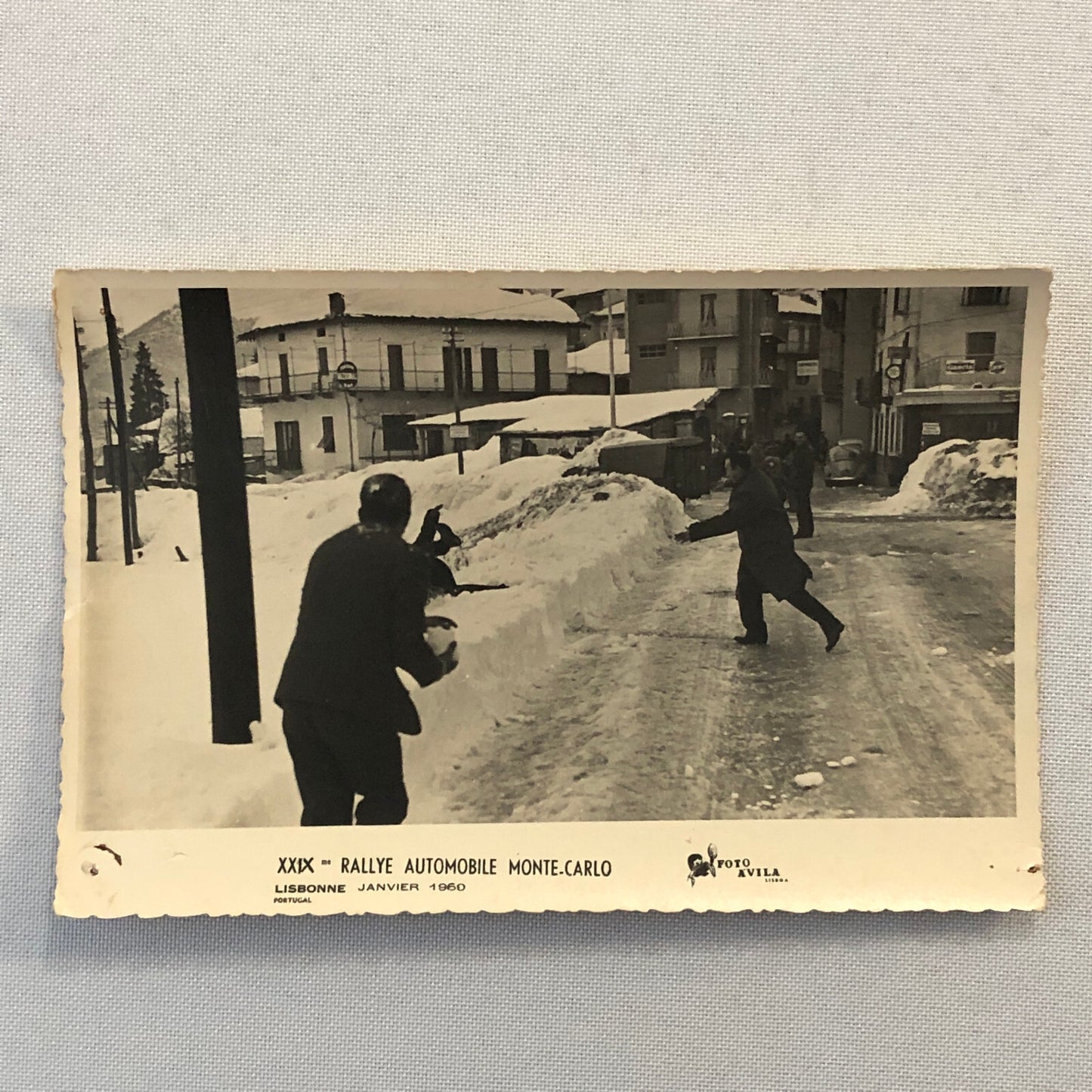 Vintage Rallye Automobile Monte Carlo Men Snowball Fight Photo Photograph Lot 3x