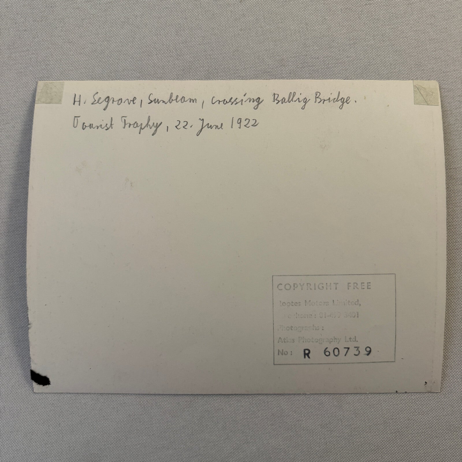 Henry Seagrave Sunbeam 1922 Tourist Trophy TT Race Racing Photo Photograph