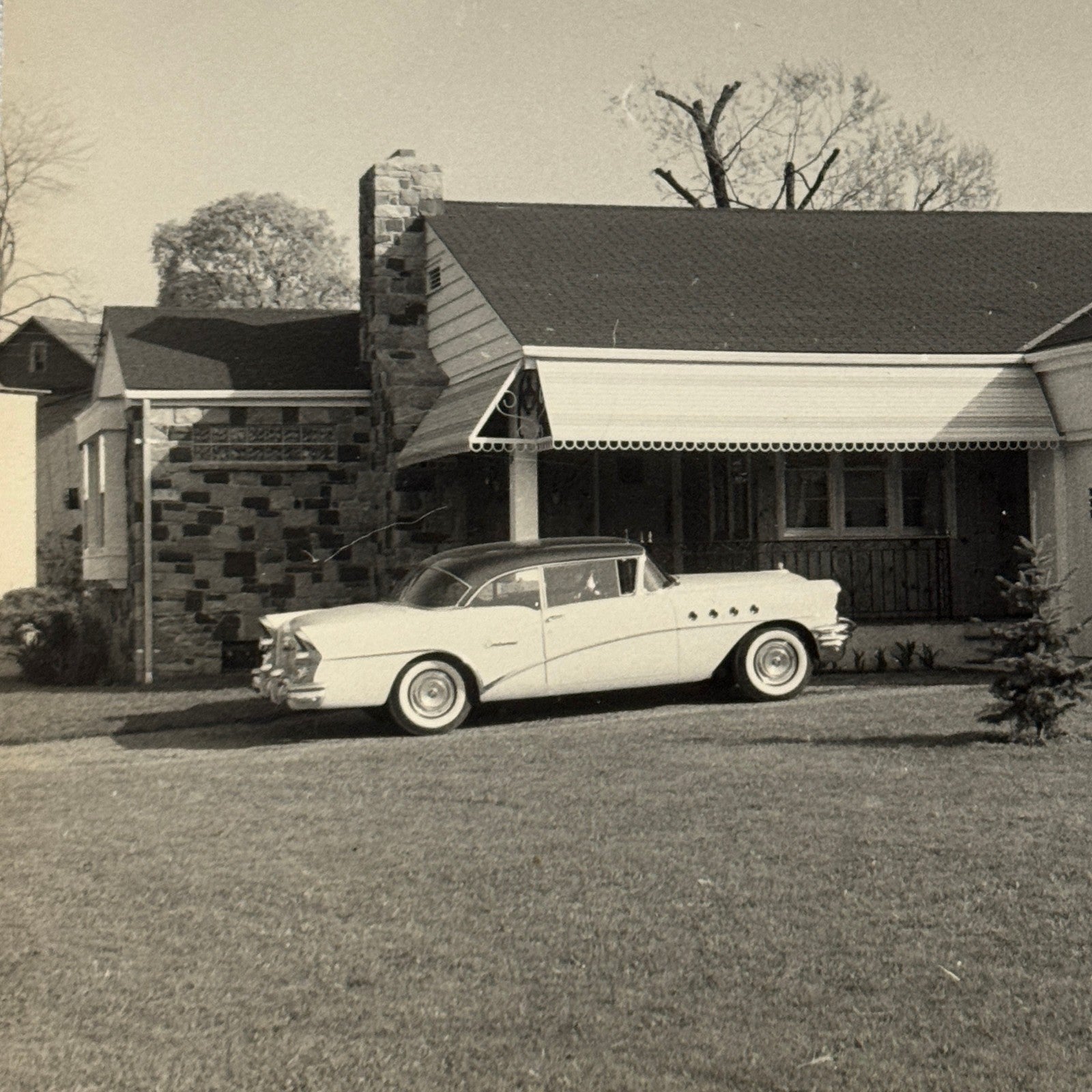 Vintage Photograph Photo Buick Car Automobile Outside House