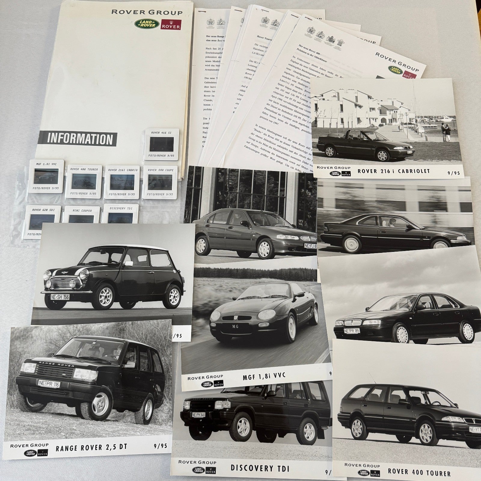 1995 1996 Rover Land Rover Press Kit Mini Cooper MG MGF Range Rover GERMAN