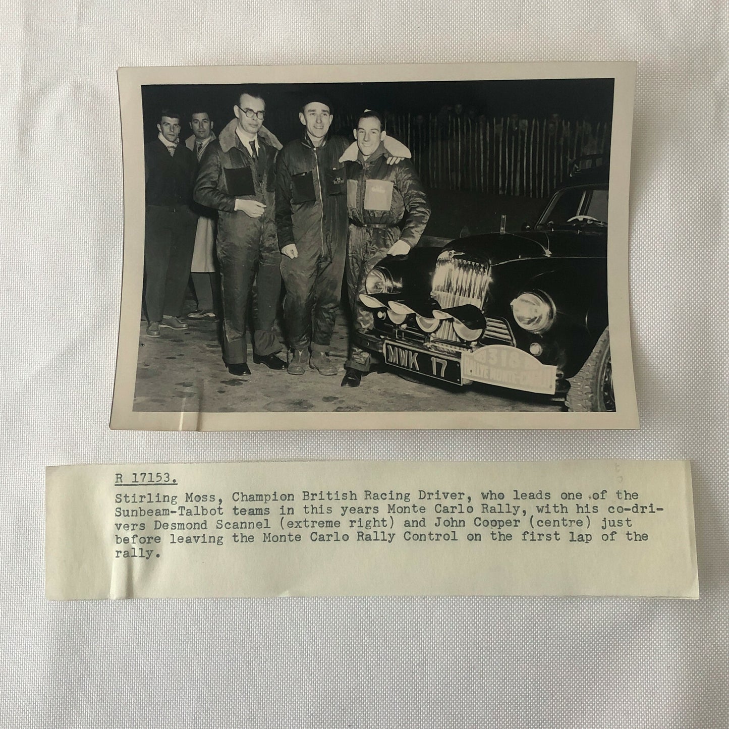 Vintage Monte Carlo Rally Photo Photograph Stirling Moss Sunbeam Talbot 90 1953
