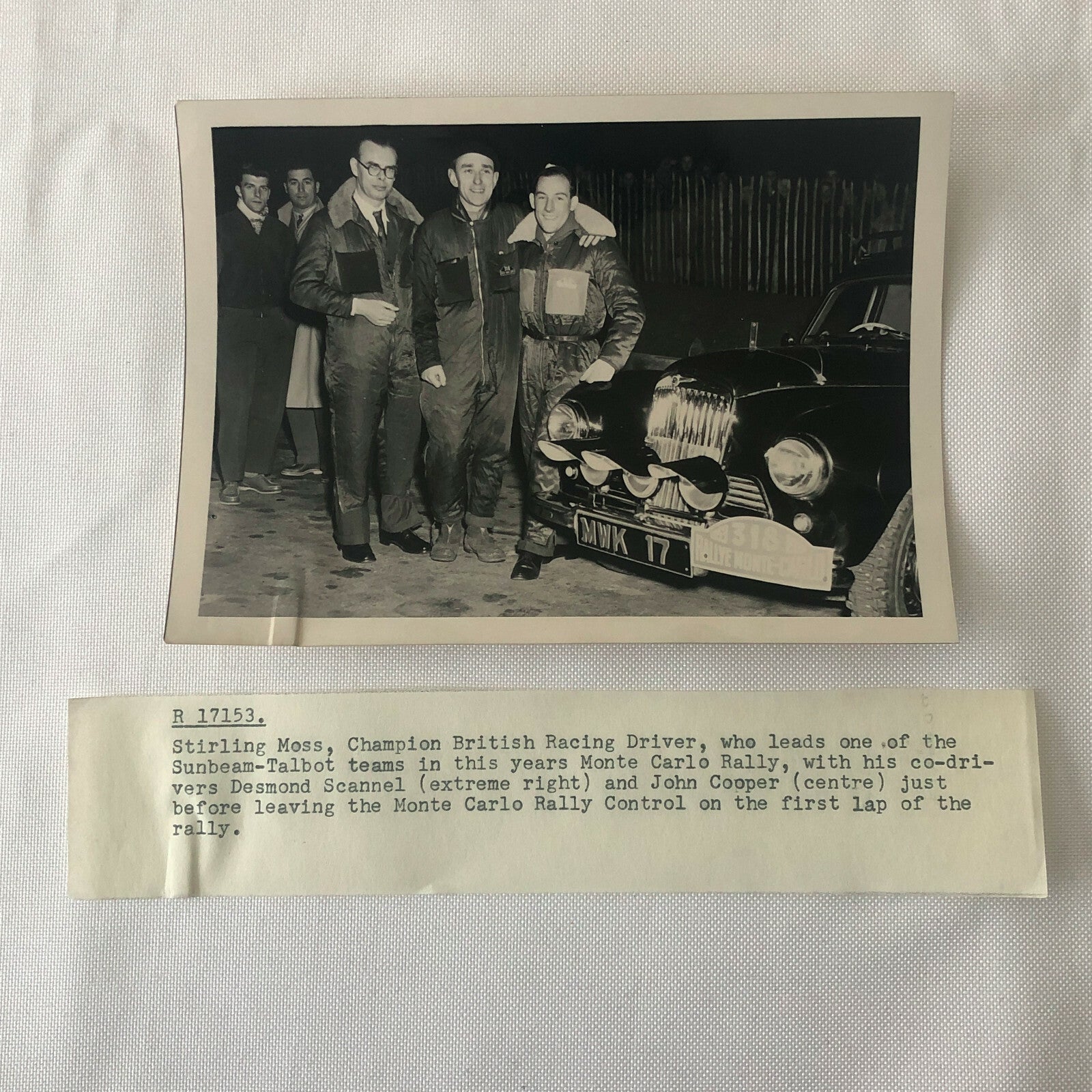 Vintage Monte Carlo Rally Photo Photograph Stirling Moss Sunbeam Talbot 90 1953