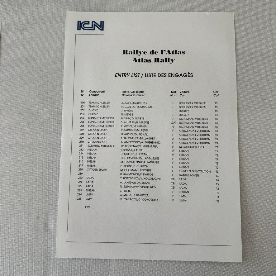 Rothmans Mitsubishi Pajero Rally Rallye Racing Press Kit 1993 Atlas Rally Photo