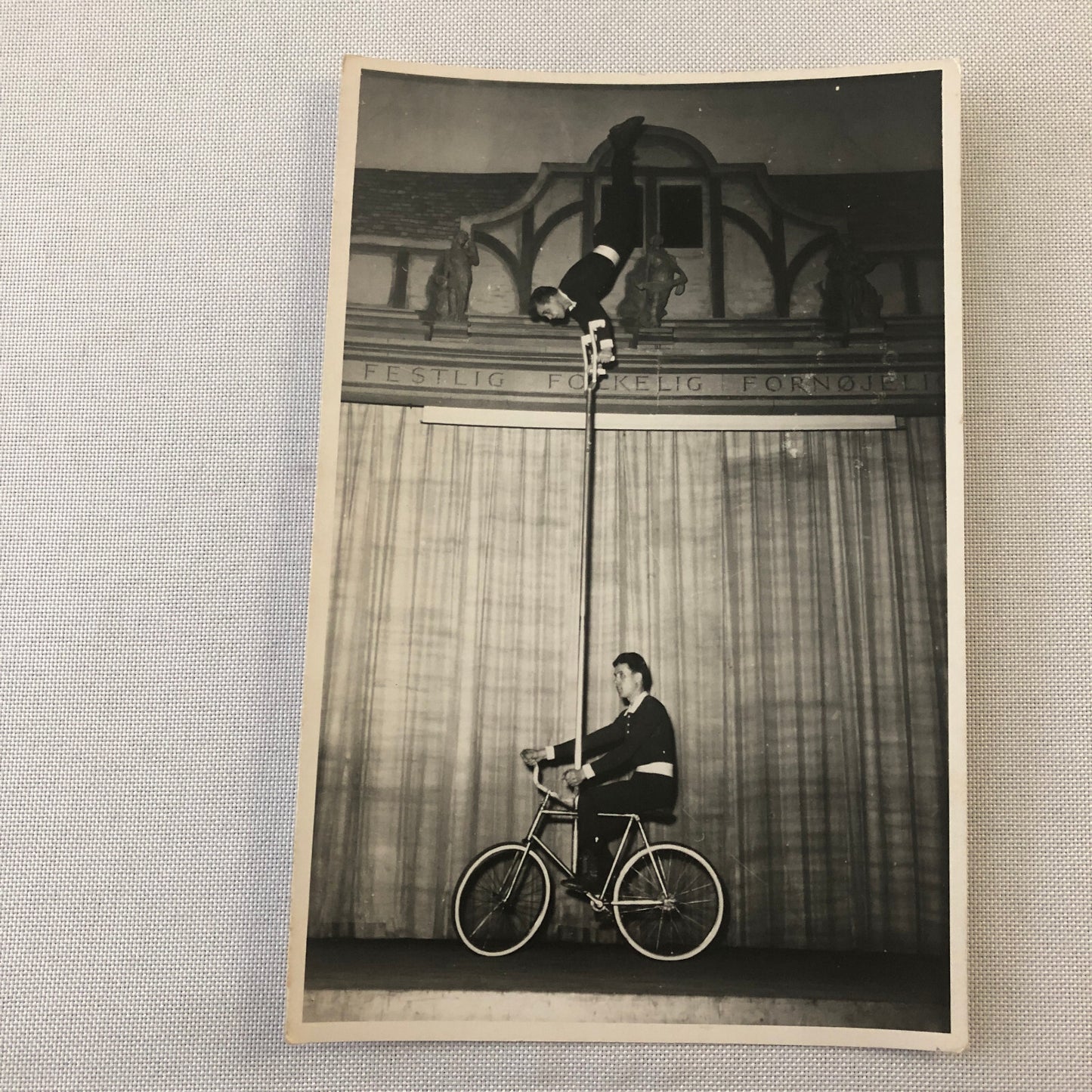 Circus Performer Balancing Act on Bicycle Photo Photograph Denmark