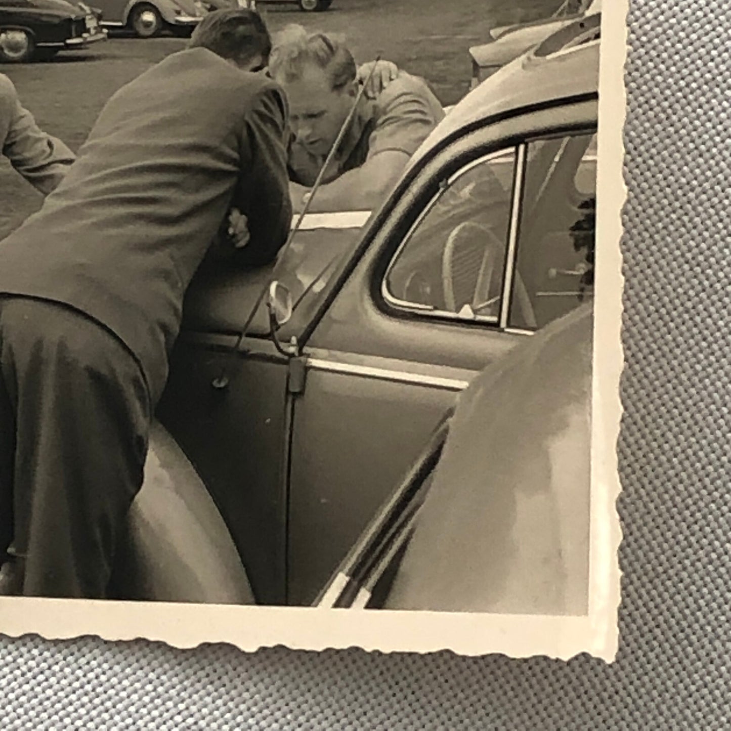 Vintage Photo Photograph Snapshot Men with VW Volkswagen Beetle Bug