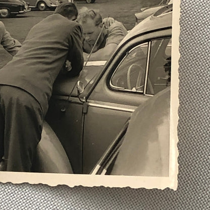 Vintage Photo Photograph Snapshot Men with VW Volkswagen Beetle Bug