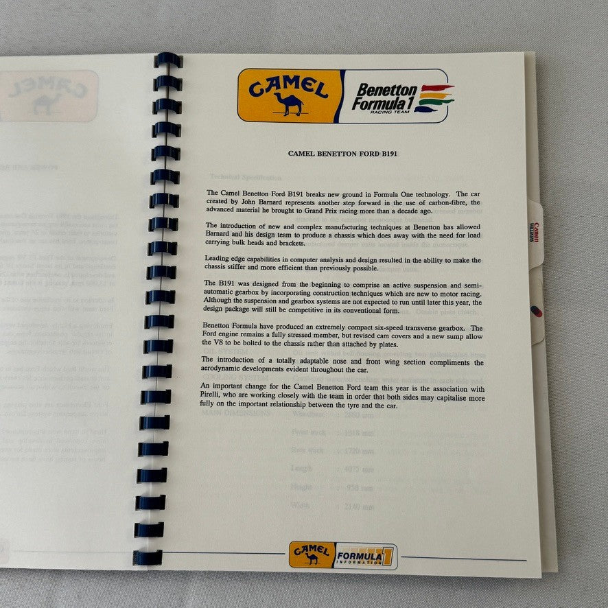 Camel Formula One Racing Press Kit Brochure Nelson Piquet Nigel Mansell 1991
