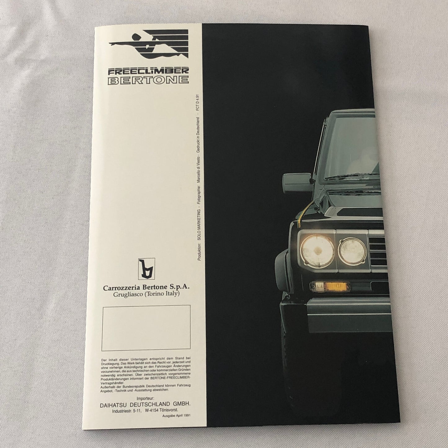 1991 Bertone Freeclimber SUV Sales Brochure BMW Engine Bertone Free Climber