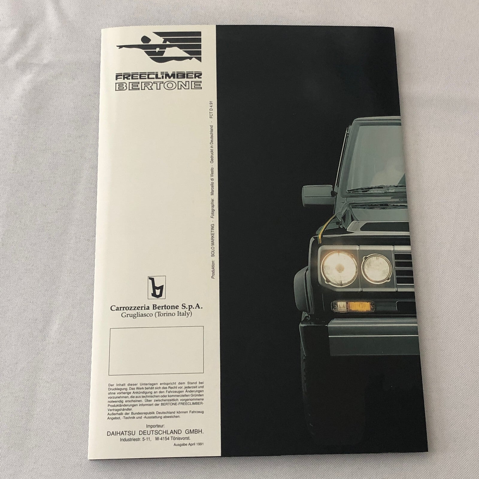 1991 Bertone Freeclimber SUV Sales Brochure BMW Engine Bertone Free Climber