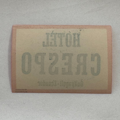 Vintage Travel Luggage Label Hotel Crespo Guayaquil Equador