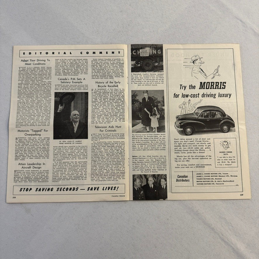 1952 Canadian Motorist Magazine Queen Elizabeth CNE Autoshow Motor Show Sept