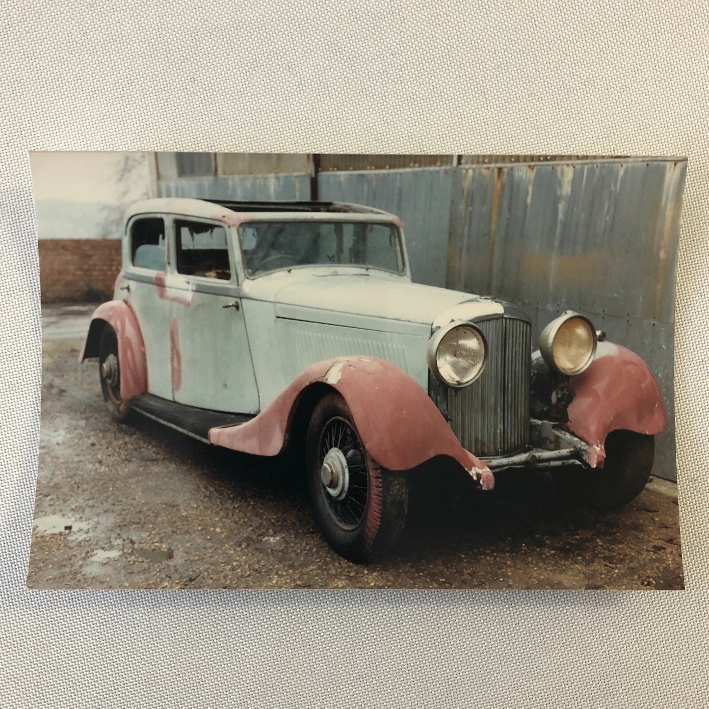 Vintage 1934 Bentley 3 1/2 Litre Barn Find Car Photo Photograph Print Lot of 2 