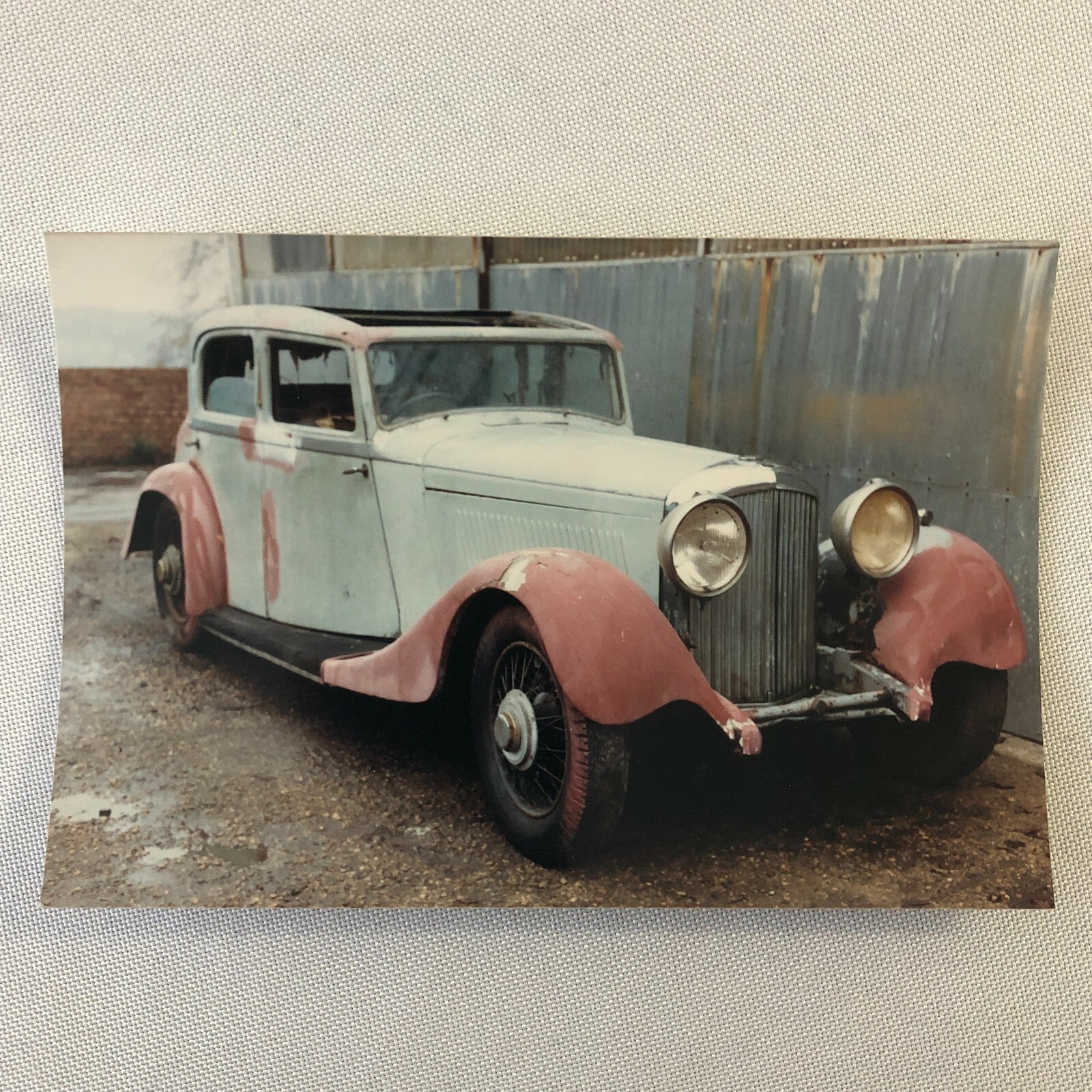 Vintage 1934 Bentley 3 1/2 Litre Barn Find Car Photo Photograph Print Lot of 2 