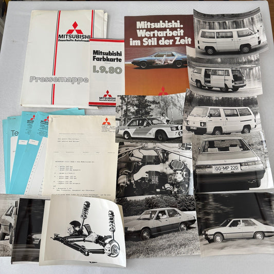 Vintage Mitsubishi Car Press Kit Photos Brochure Galant Lancer Turbo Colt GERMAN