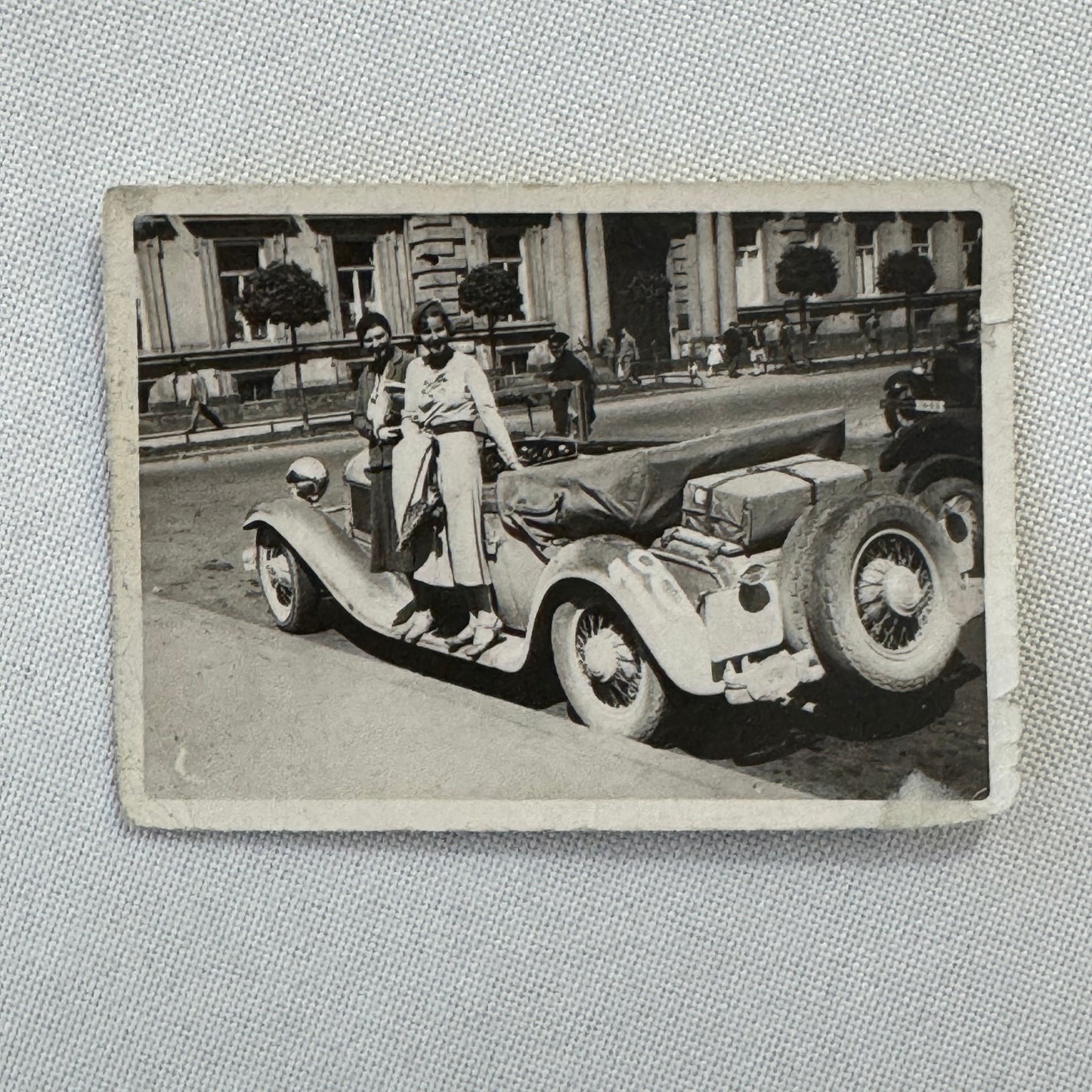 Vintage Car Roadster Snapshot Photo Photograph Print Women with Automobile
