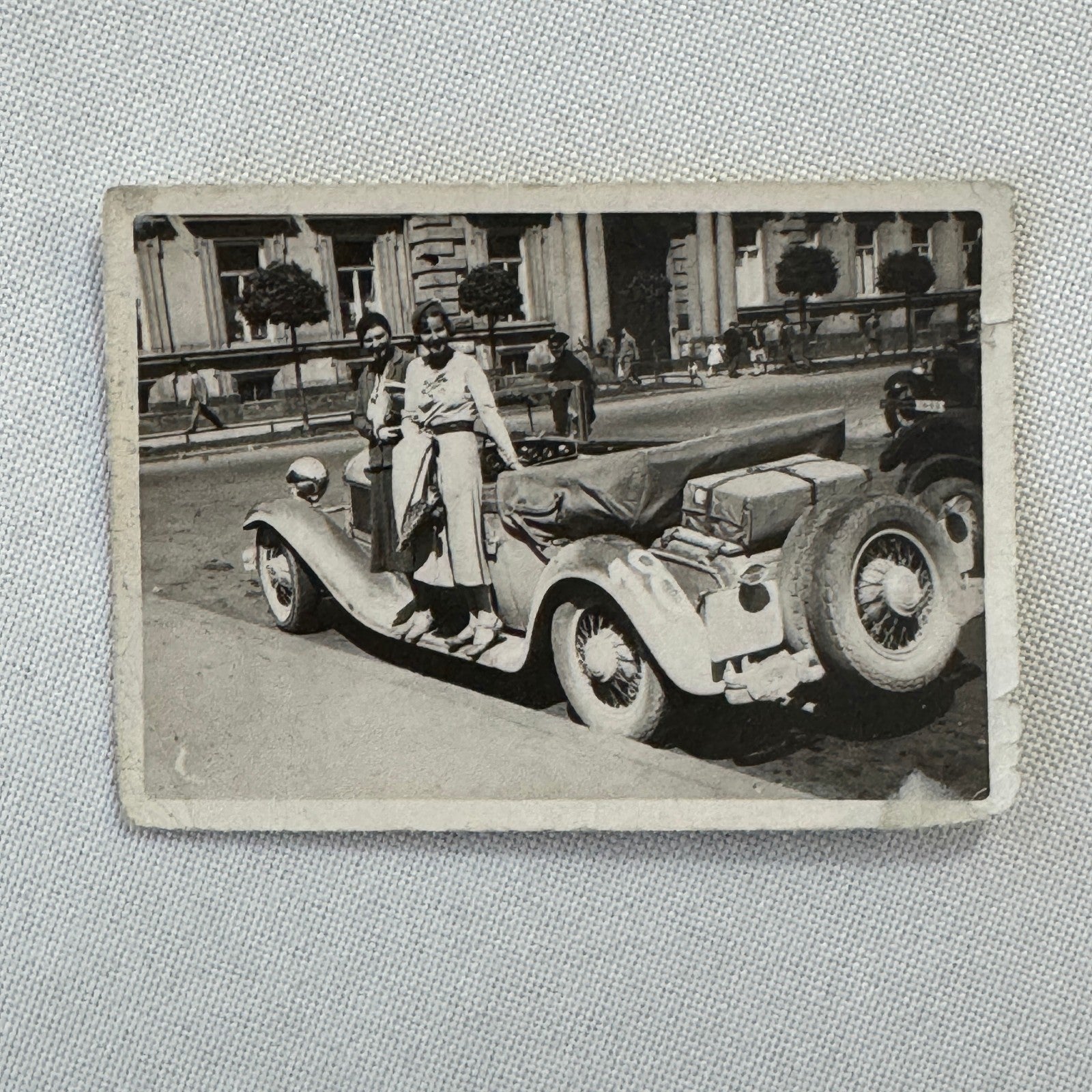 Vintage Car Roadster Snapshot Photo Photograph Print Women with Automobile