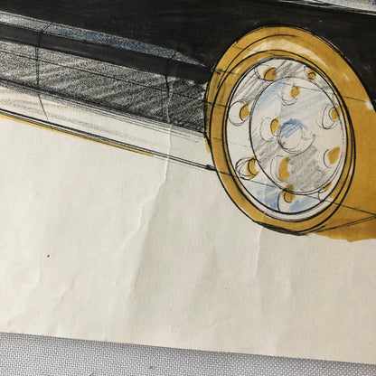 Car Styling Concept Illustration Art Drawing Sketch Vintage Signed 1986