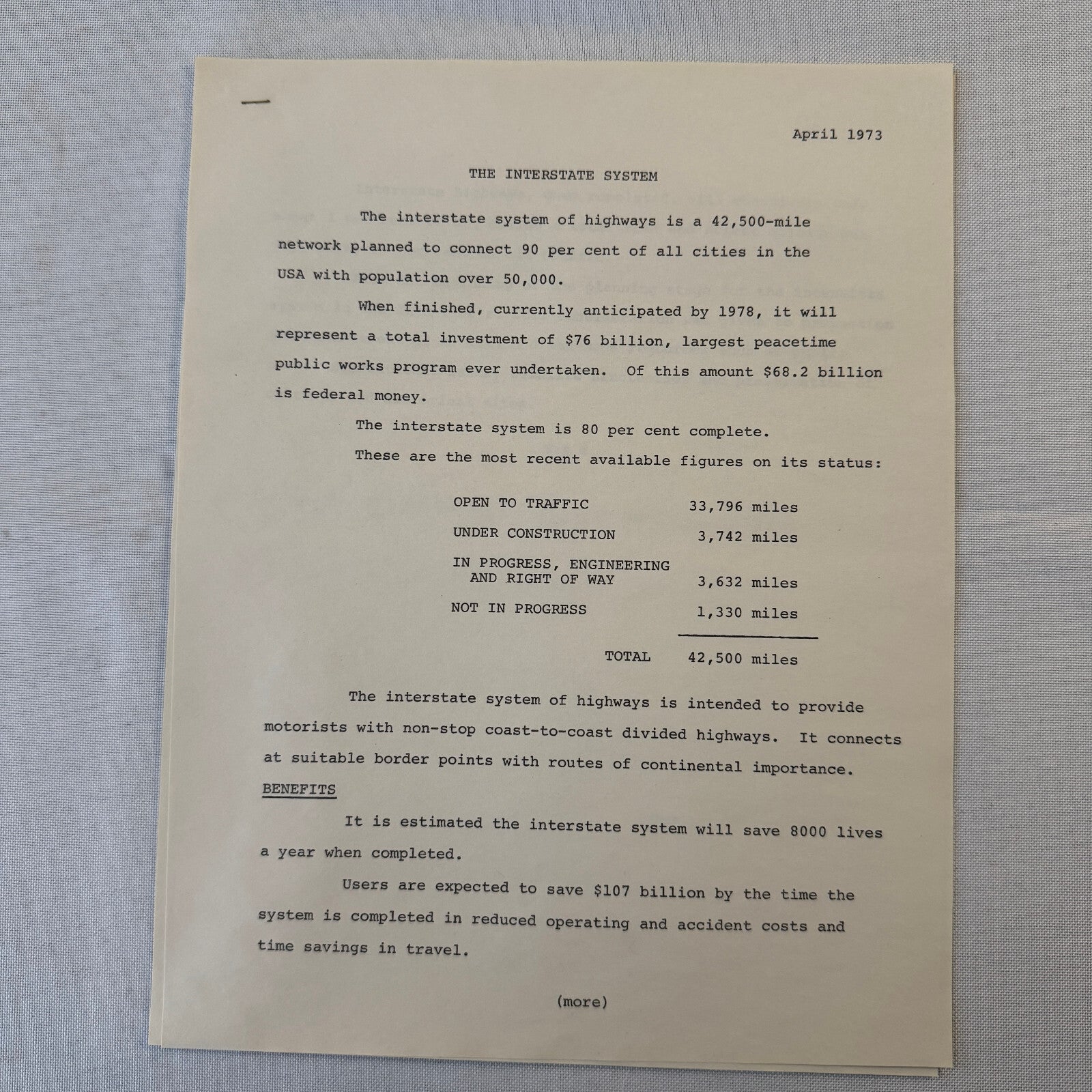 State of California Department of Public Works Interstate Highway 5 Press Kit